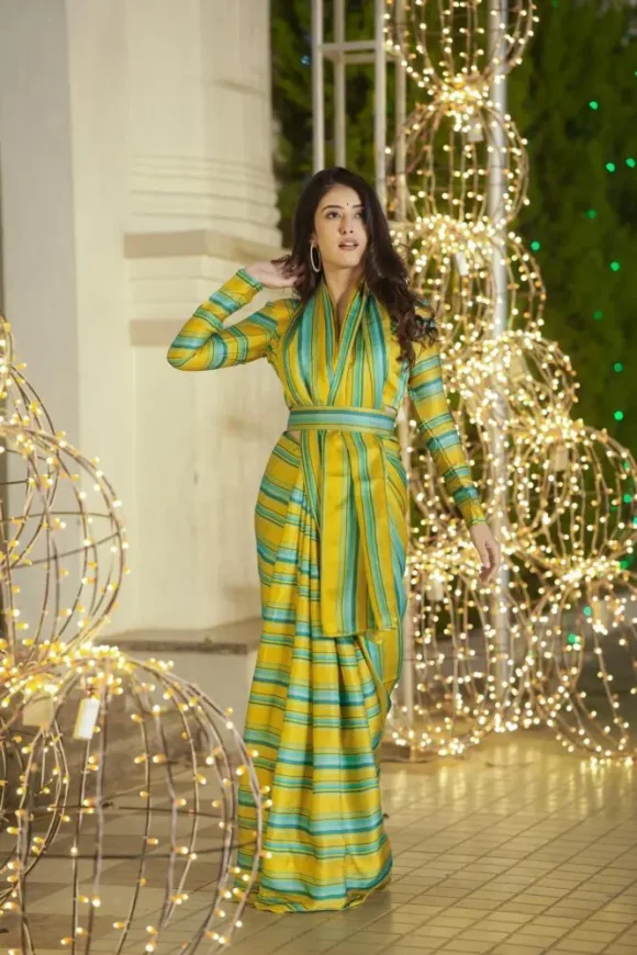 Kusum strips satin silk saree - Image 3