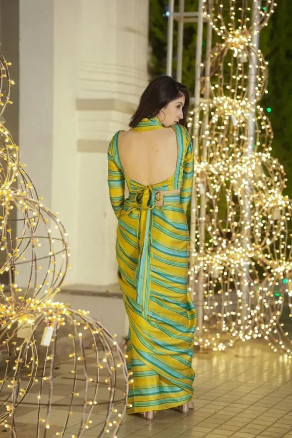 Kusum strips satin silk saree - Image 4
