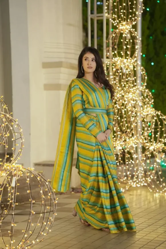 Kusum strips satin silk saree - Image 5