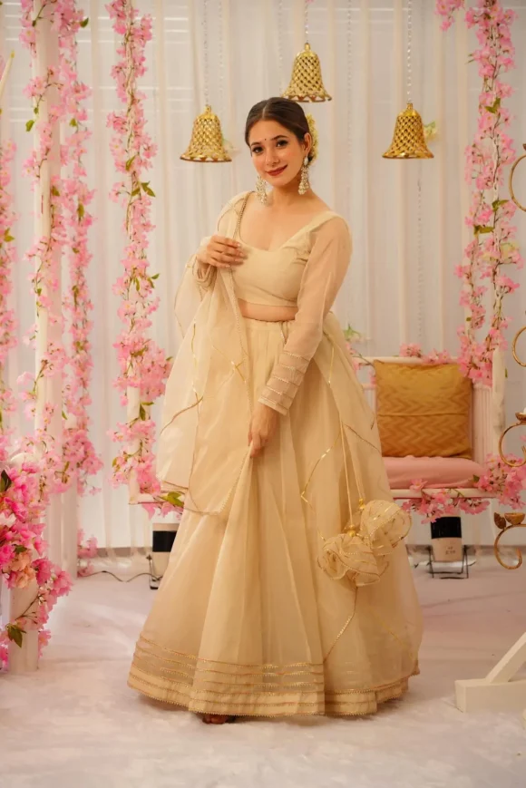 SERENE SNOWFALL ORGANZA LEHENGA SET - Image 4
