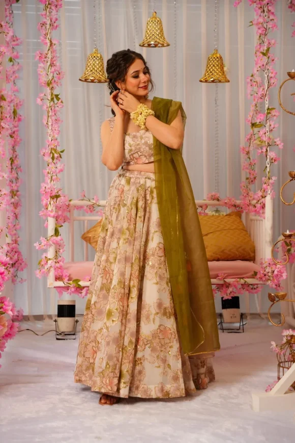 PASTEL ROSE HEAVY LEHENGA SET - Image 5