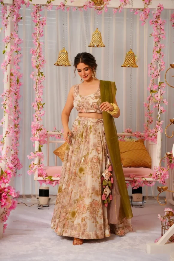 PASTEL ROSE HEAVY LEHENGA SET - Image 6