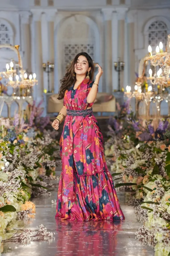 Sadewa Crepe Draped Saree - Image 3