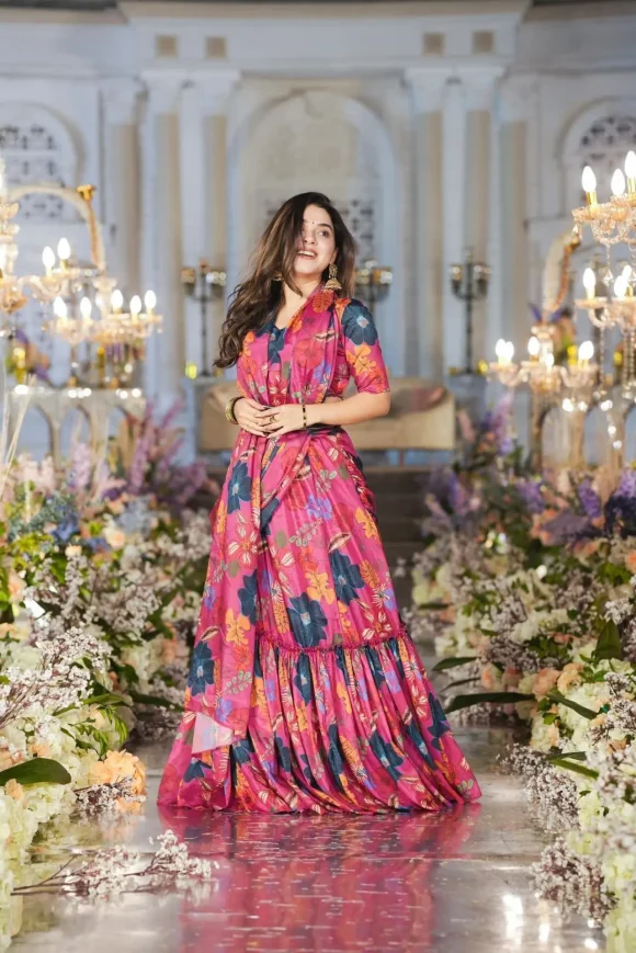 Sadewa Crepe Draped Saree - Image 4