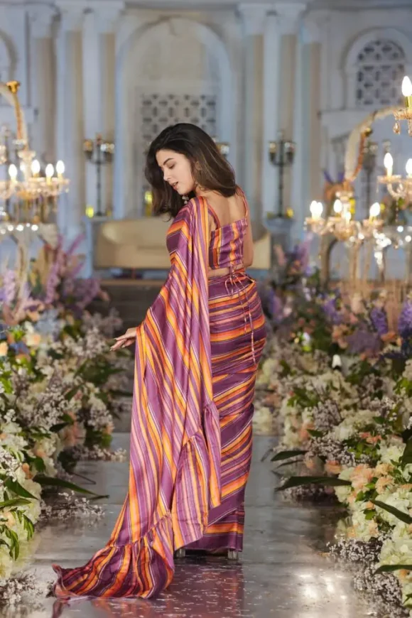 Jairo STRIPS SATIN SILK SAREE - Image 2