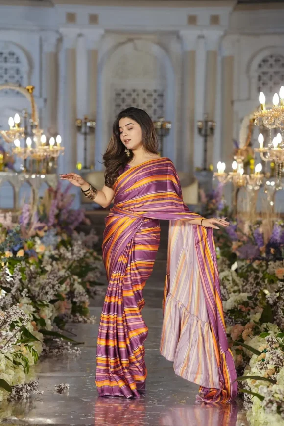 Jairo STRIPS SATIN SILK SAREE - Image 3
