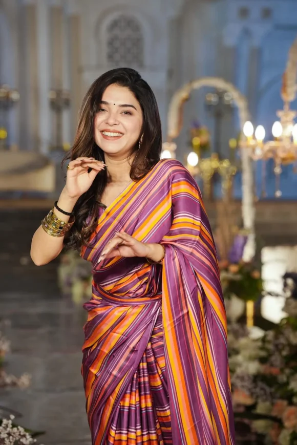 Jairo STRIPS SATIN SILK SAREE - Image 6