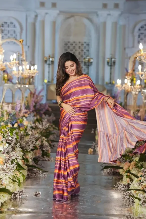 Jairo STRIPS SATIN SILK SAREE - Image 7
