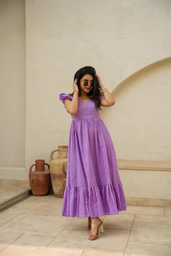 KAI COTTON SCHIFFLI DRESS - Image 3
