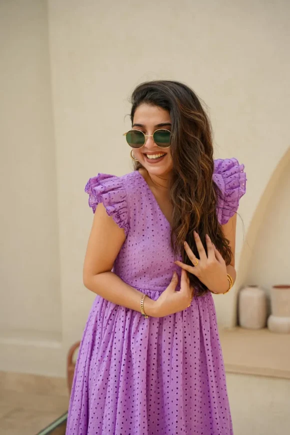 KAI COTTON SCHIFFLI DRESS