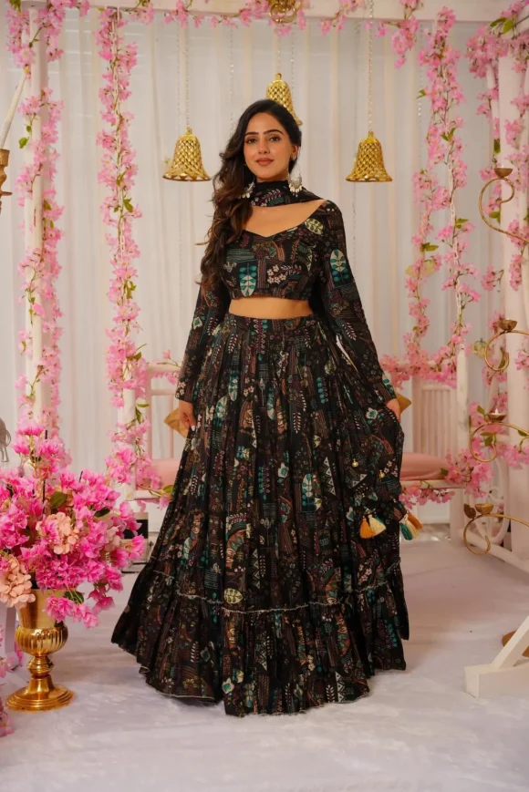 FARISHA BLACK LEHENGA SET - Image 2