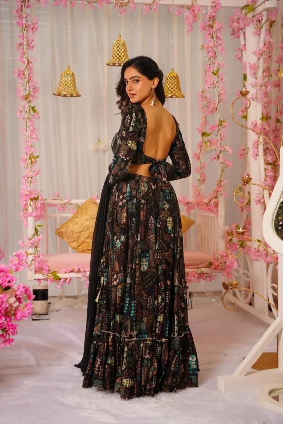 FARISHA BLACK LEHENGA SET - Image 4