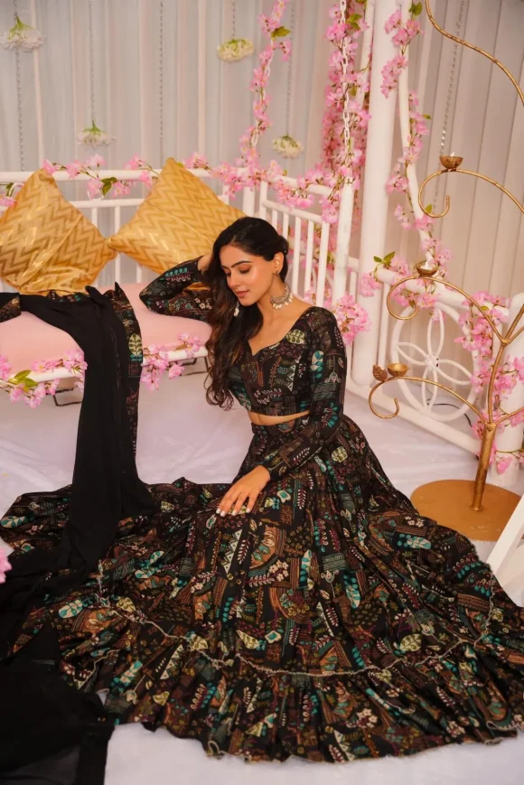 FARISHA BLACK LEHENGA SET - Image 5
