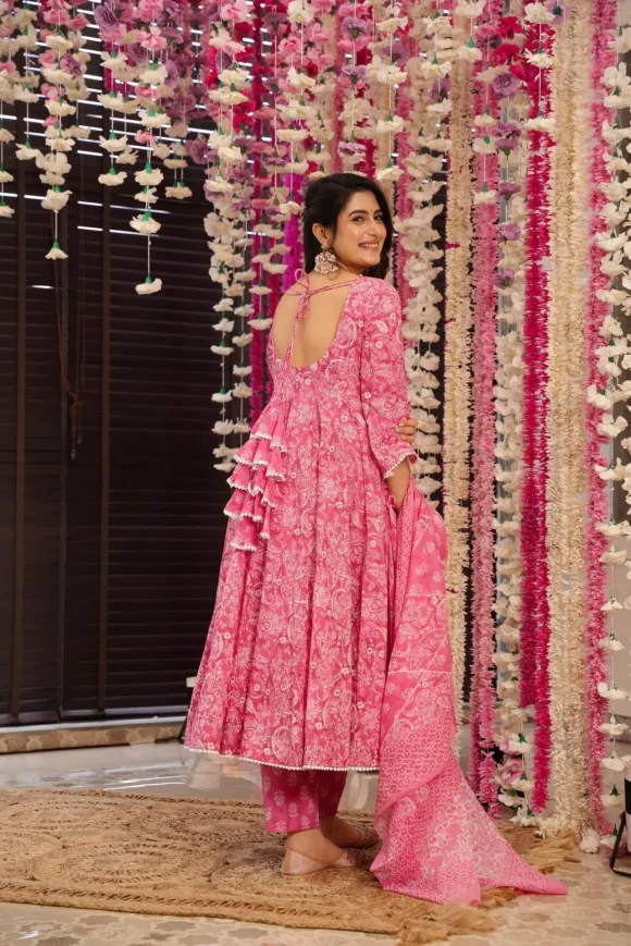 Naira pink cotton suit set - Image 4