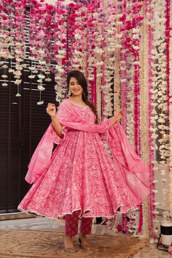 Naira pink cotton suit set - Image 5