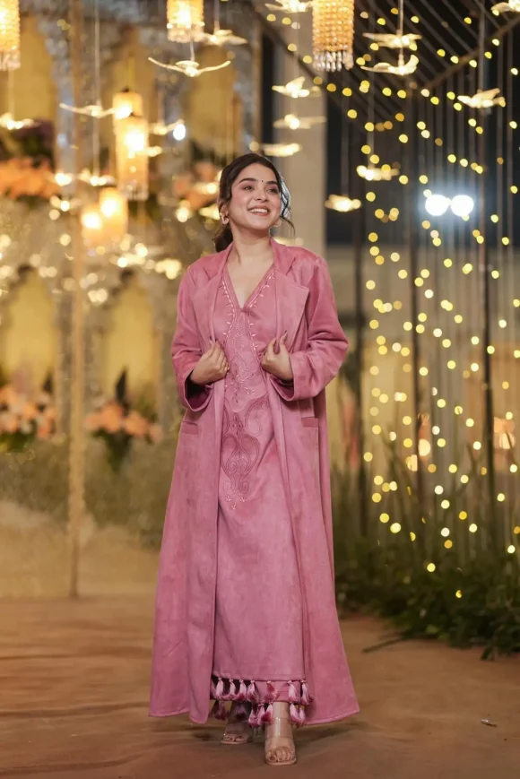 Mulan Blossomy pink SILK KURTA-JACKET SET
