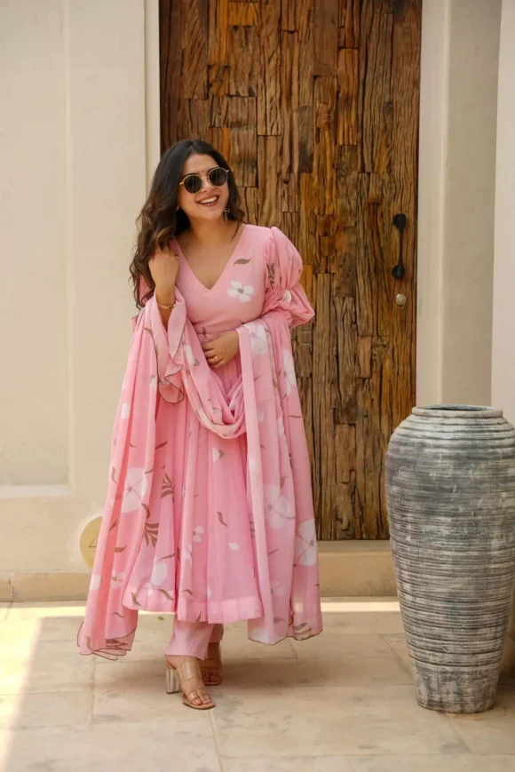 Candy Pink Georgette Suit Set