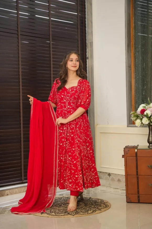 Alice Red Embroidered Suit Set