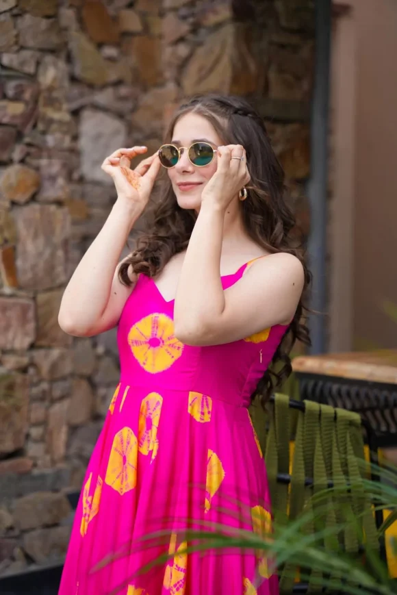 Gravity pink Viscos silk dress - Image 7