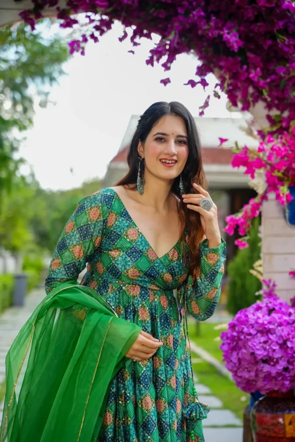 Avantika Green Angrakha Suit Set - Image 3