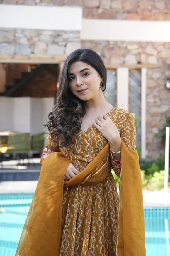 Gauri mustard embroidered suit set - Image 3