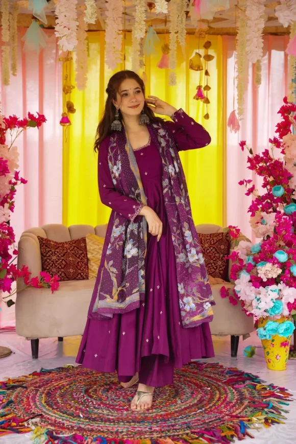 Imperial Purple muslin suit set - Image 3
