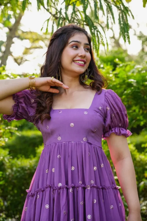 Astra Purple Chinon Dress - Image 3