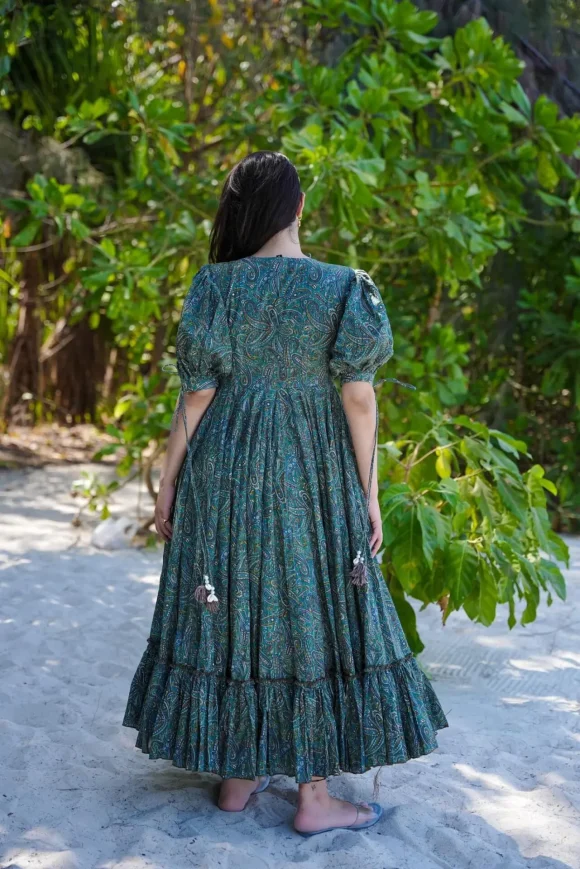 Jade Tide Cotton Dress - Image 4