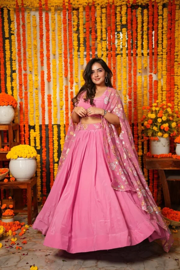Gautami pink croptop-shrug set - Image 4