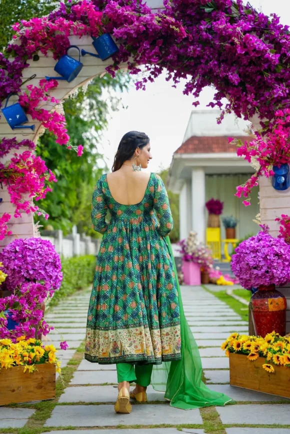 Avantika Green Angrakha Suit Set - Image 4