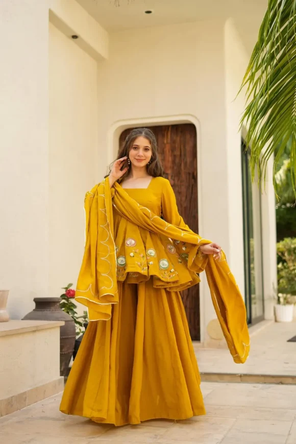 Jassica mustard sharara set - Image 4