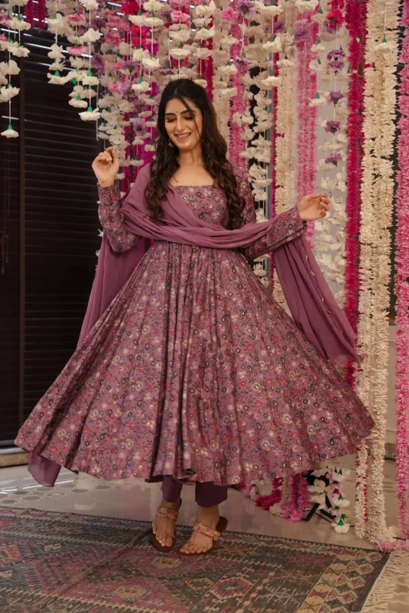 Joy purple muslin suit set - Image 4