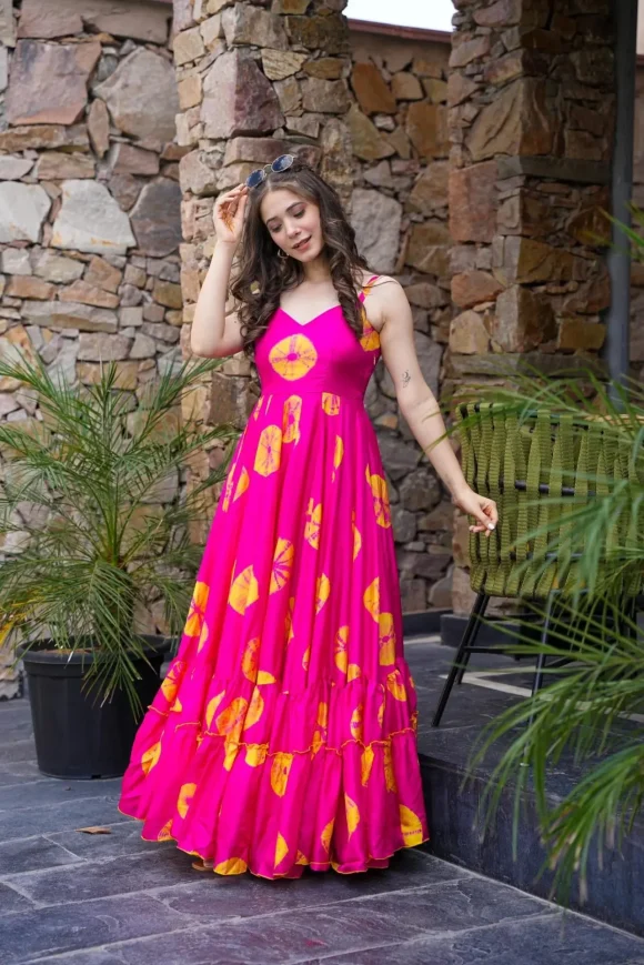 Gravity pink Viscos silk dress - Image 5