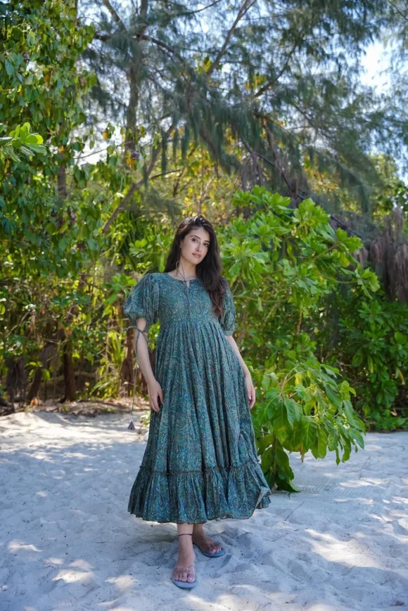 Jade Tide Cotton Dress - Image 5