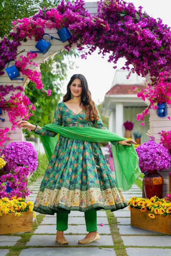 Avantika Green Angrakha Suit Set - Image 5