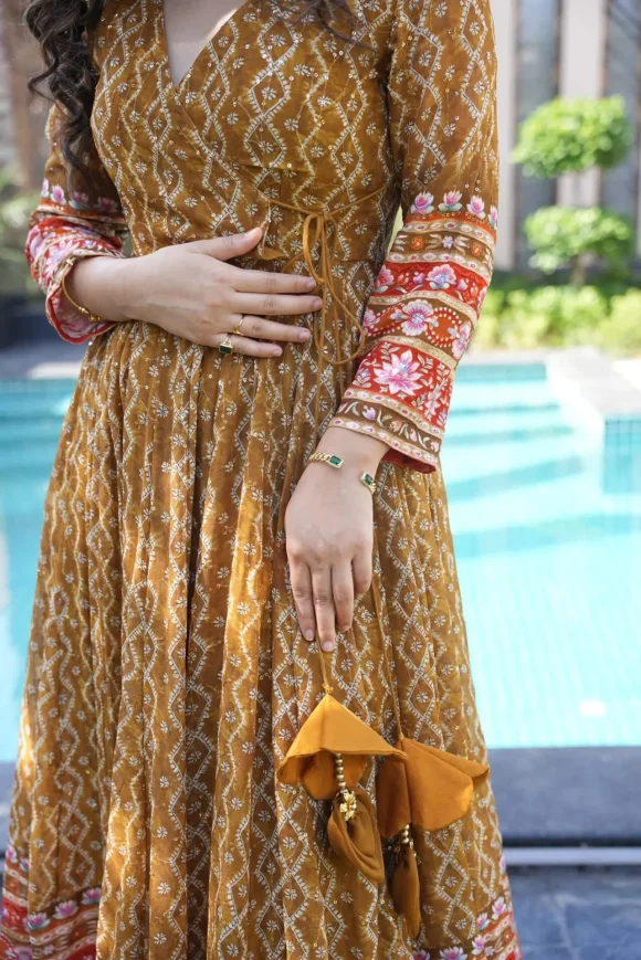 Gauri mustard embroidered suit set - Image 5
