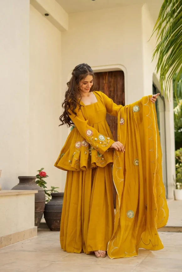 Jassica mustard sharara set - Image 5