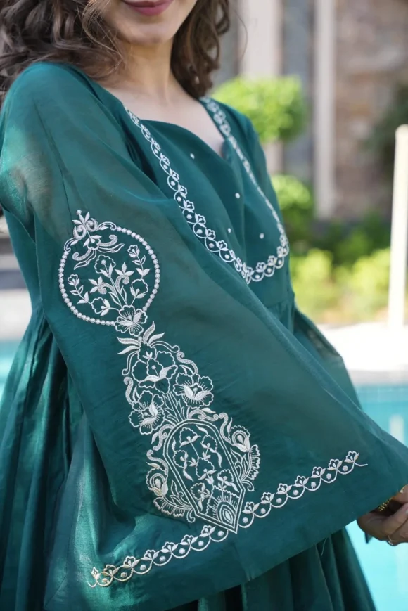 Alluring Green Chanderi Suit Set - Image 5