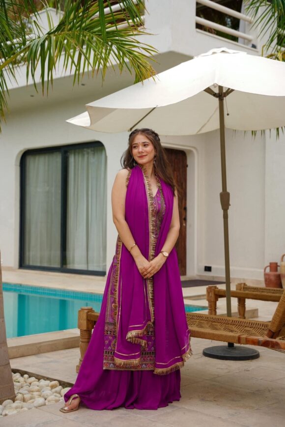 Isabella purple heavy embroidered suit - Image 6