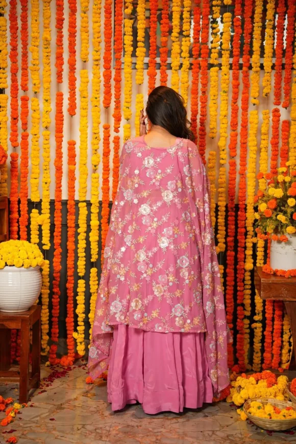 Gautami pink croptop-shrug set - Image 6