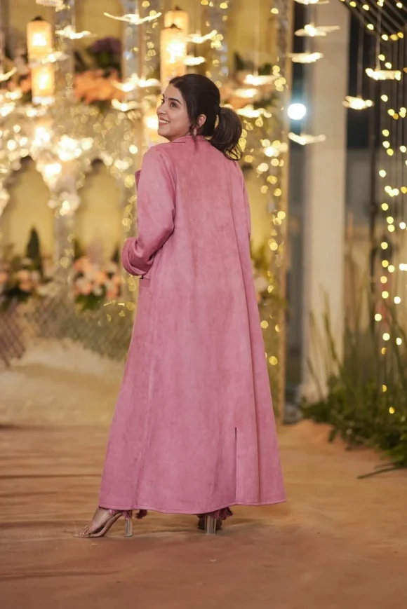 Mulan Blossomy pink SILK KURTA-JACKET SET - Image 6