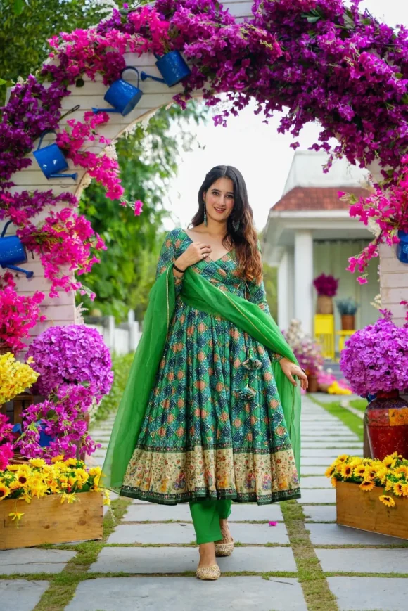 Avantika Green Angrakha Suit Set - Image 6