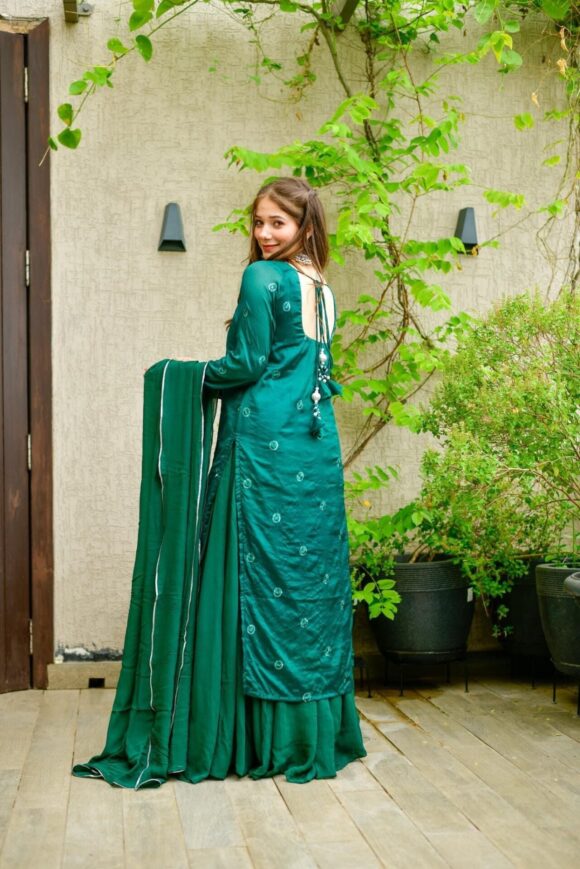 MAJESTY GREEN CHINON PALAZZO SET - Image 6