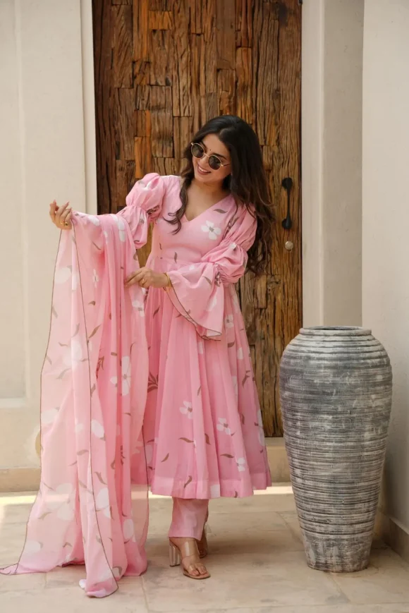 Candy Pink Georgette Suit Set - Image 6
