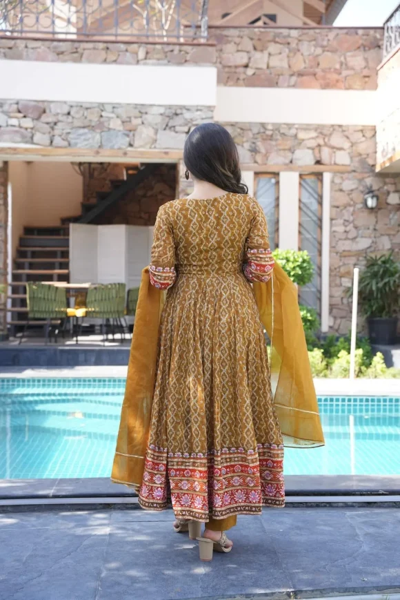 Gauri mustard embroidered suit set - Image 6