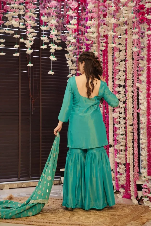 Gulnar green sharara set - Image 6