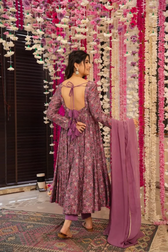 Joy purple muslin suit set - Image 6