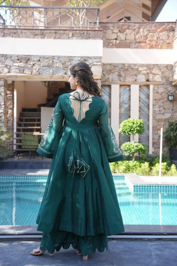 Alluring Green Chanderi Suit Set - Image 7