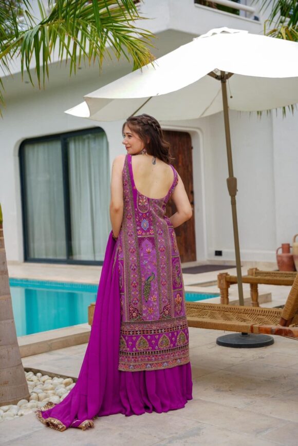 Isabella purple heavy embroidered suit - Image 7