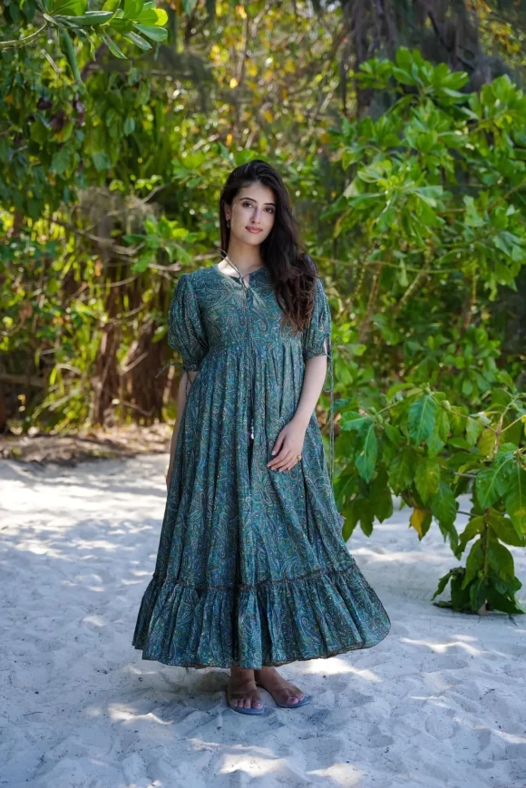 Jade Tide Cotton Dress - Image 7
